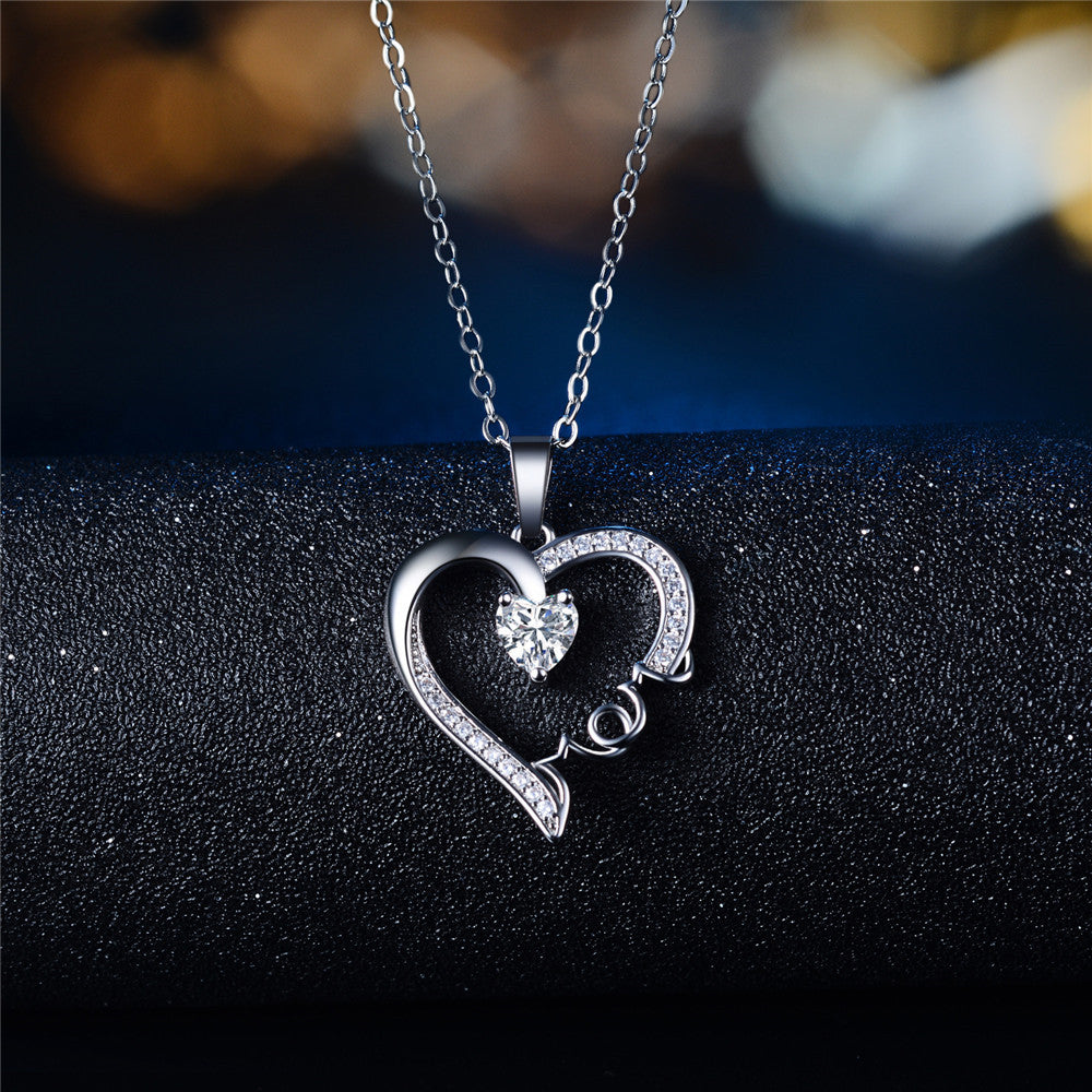 Wholesale Mother's Day Mom Color-separated Heart-shaped Necklace